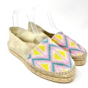 Manebi x Guanabana Neon Woven Geometric Platform Espadrilles Size 10 EU 40 $199
